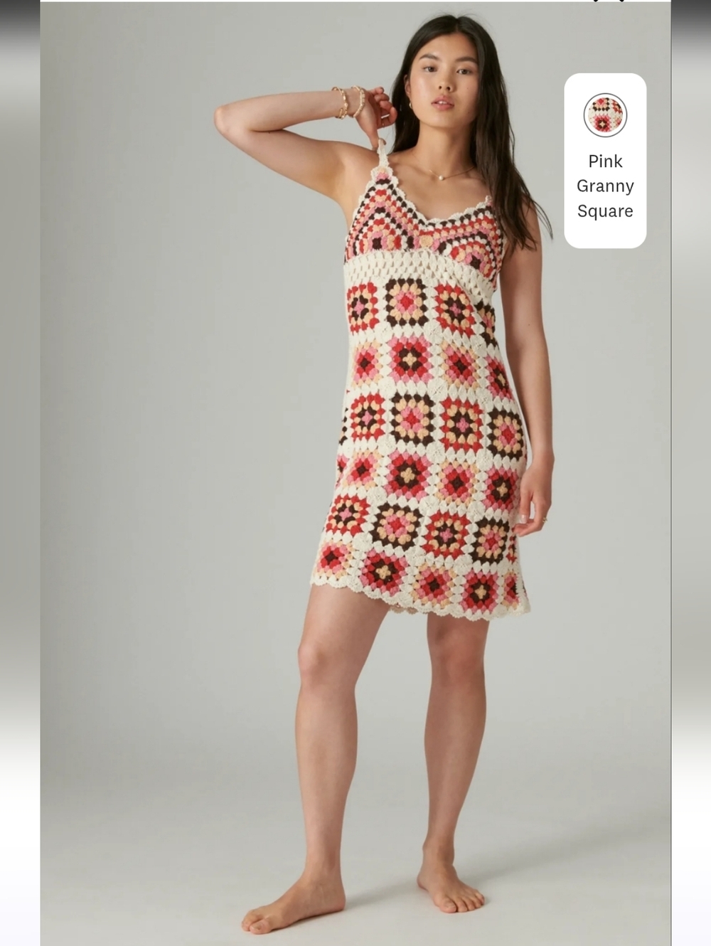 Lucky Brand Crochet Granny square mini dress